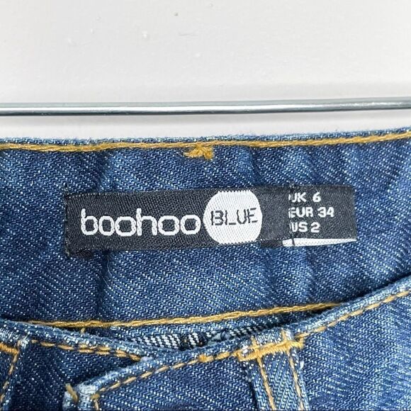 Boohoo blue high rise boyfriend mom jeans dark wash size‎ 2 NEW NWT - Picture 4 of 10